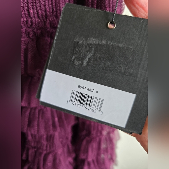 NWT!! MAC DUGGAL, Ruffle Cap Sleeve Tiered Midi Dress, Amethyst-NWT Size 4 -$398 - Picture 11 of 11